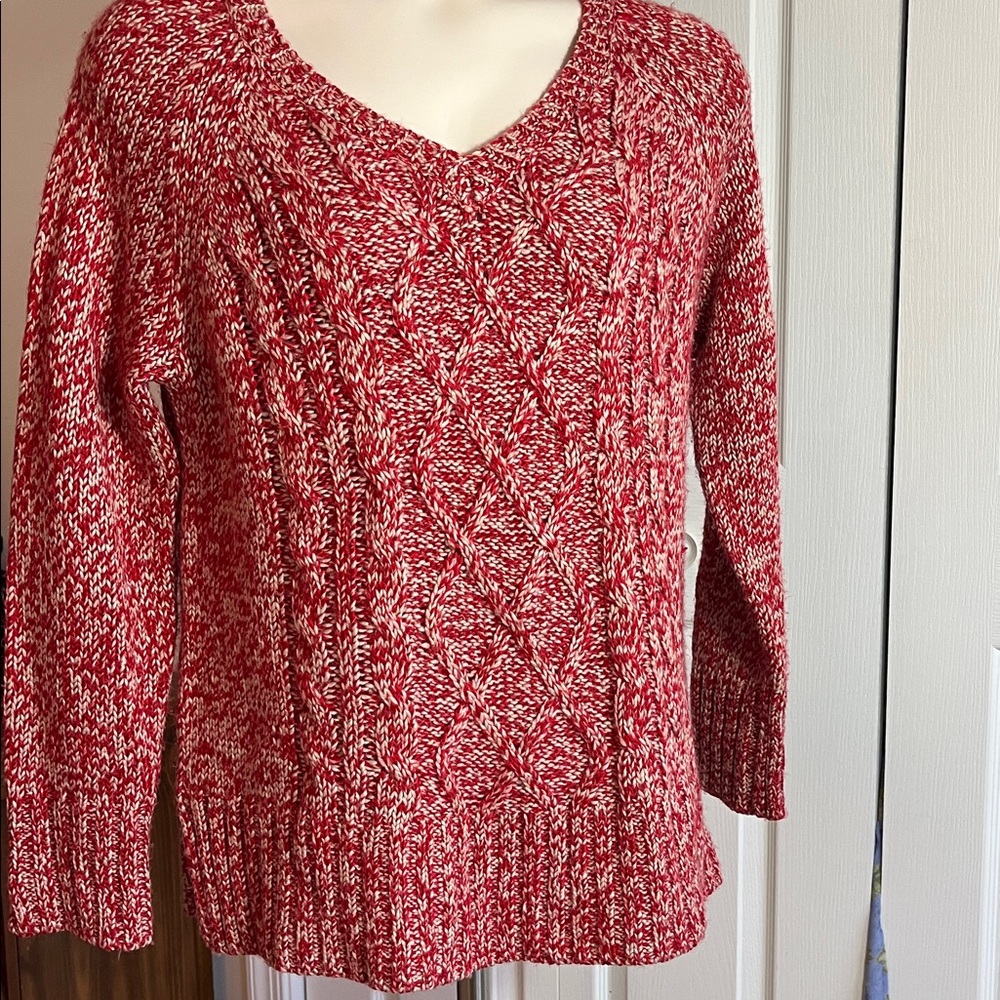 ❤️CANYON RIVER BLUES RED/WHITE KNIT V NECK TUNIC SWEATER-XL❤️